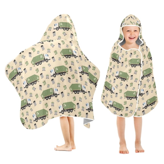joogoo Garbage Trucks Kids Hooded Beach Towel Baby Bath Towel 23.5"x50"