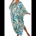 thumbnail image 2 of Vestido Caftán con Estampado Animal para Mujer, Talla Grande, para Playa, Verano 2025 Verde y Amarillo Talla Única, 2 of 10