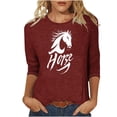 thumbnail image 3 of TaTaai Womens 2026 New Year Celebration Print Three Quarter Sleeve Top Round Neck Casual Blouse Holiday Festival Party Wear Gift, 3 of 5
