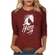 thumbnail image 3 of TaTaai Womens 2026 New Year Celebration Print Three Quarter Sleeve Top Round Neck Casual Blouse Holiday Festival Party Wear Gift, 3 of 5