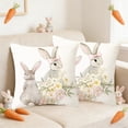 thumbnail image 4 of Uutvery Easter Pillow Cover, 17.72x17.72 Inch Fabric Cushion Cover with Easter Egg Rabbit Print, Home Holiday Decoration for Sofa Bed Living Room, 4 of 6