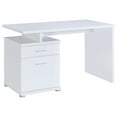 thumbnail image 2 of Contemporary White 47" Office Desk - 2-Drawer Computer Desk, Reversible Design, Wood, Modern Home Office Furniture for Workspace, White Finish, 2 of 12
