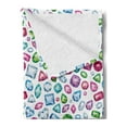 thumbnail image 2 of Diamond Soft Flannel Fleece Blanket, Heart Geometric Shaped Colorful Little Diamonds Precious Gemstones Crystals Pattern, Cozy Plush for Indoor and Outdoor Use, 70" x 90", Multicolor, by Ambesonne, 2 of 5