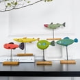 thumbnail image 2 of Necvior Mediterranean Wooden Fish Ornament with Stand Base Colorful Seafish Decoration, 2 of 19