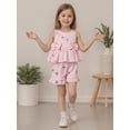thumbnail image 6 of Miaouyo Kids Baby Girls Summer 2 Piece Outfits 6 12 18 24 Months 2T 3T 4T 5T Berry Print Sleeveless Round Neck Tank Tops and Ruffled Shorts Set, 6 of 9