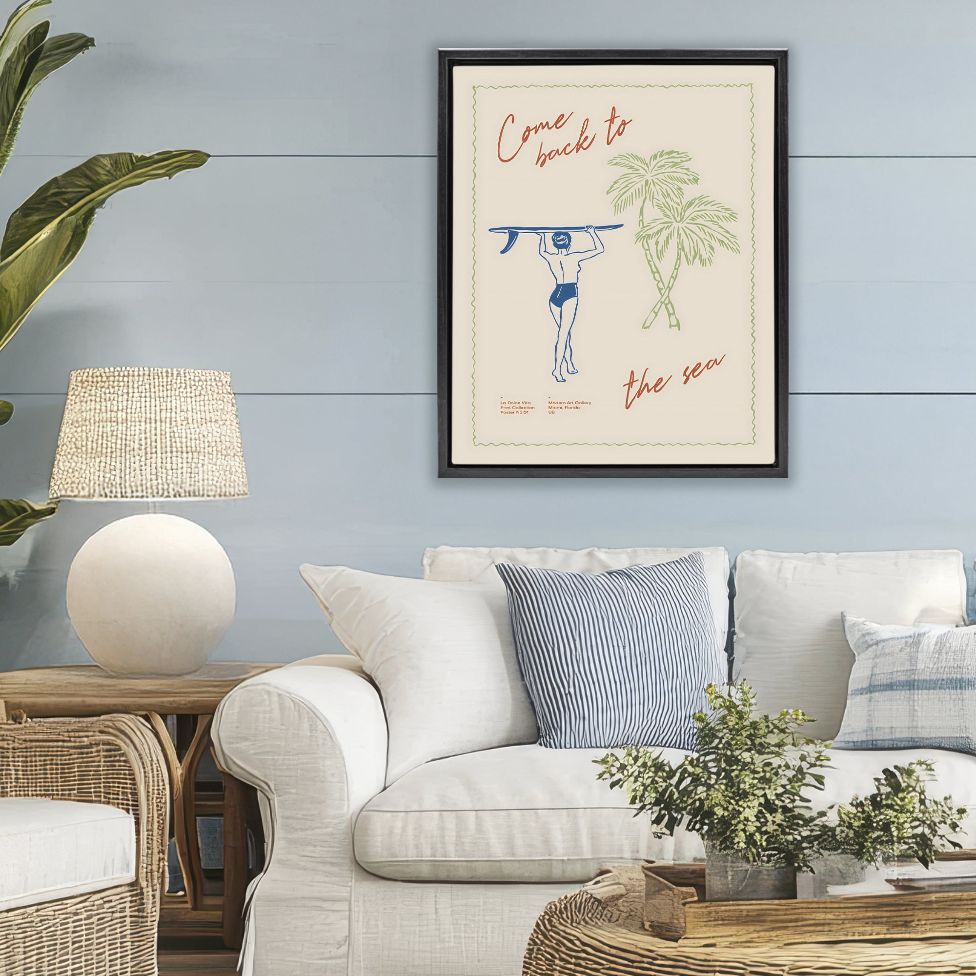 Stupell Industries Come Back To The Sea Black Framed Floater Canvas Wall Art, design by The Prints Vibe