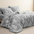 thumbnail image 4 of PHF 3 Pieces Printed Comforter Set King Size, Lightweight Botanical Floral Bed in a Bag, Ultra Soft Bedding Set with 1 Reversible Comforter and 2 Pillow Shams, Grey, 4 of 7