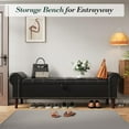thumbnail image 6 of Apicizon 60” Bench with Storage, Queen Size Faux Leather End of Bed Bench with Tufted Button, Ottoman Bench with Rolled Arms & Vintage Rivets for Foot of Bed, Living Room, Entrance, Black, 6 of 15