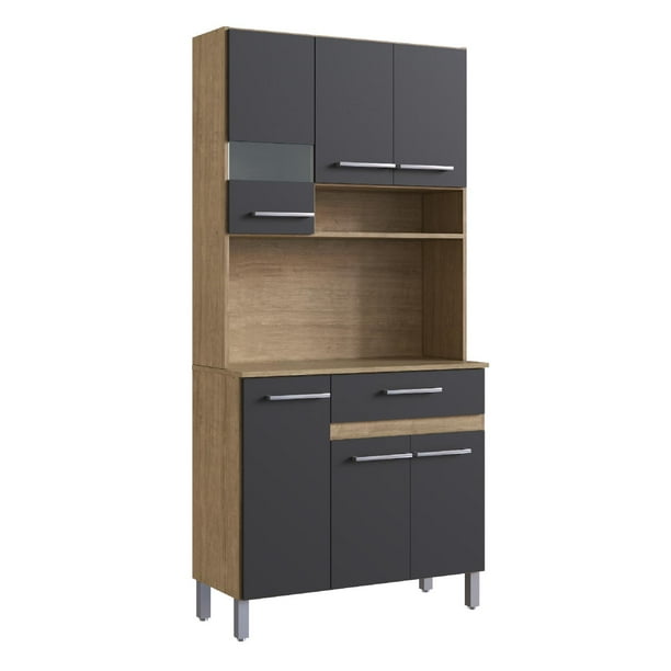 Mueble De Cocina Alacena Multiuso Estante Con Repisas Cajón MDP cafe