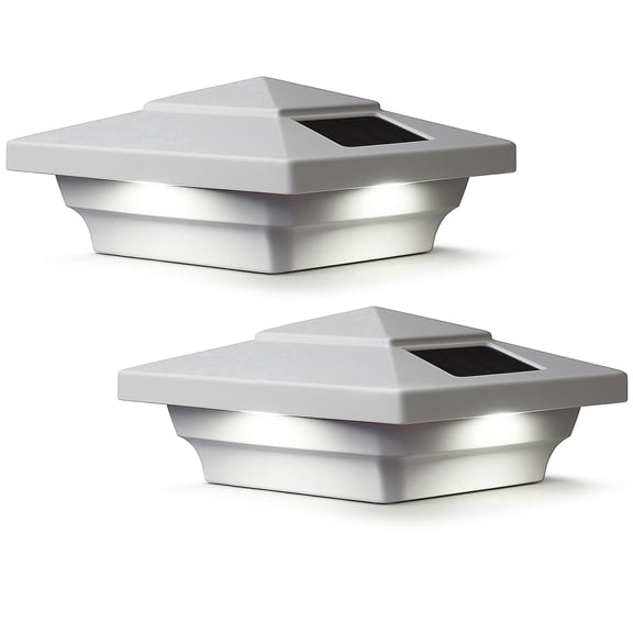 Classy Caps Windsor Solar Post Cap - Fits 4"x4" and 3.5"x3.5" Posts - White Vinyl (PVC) (2-pack)