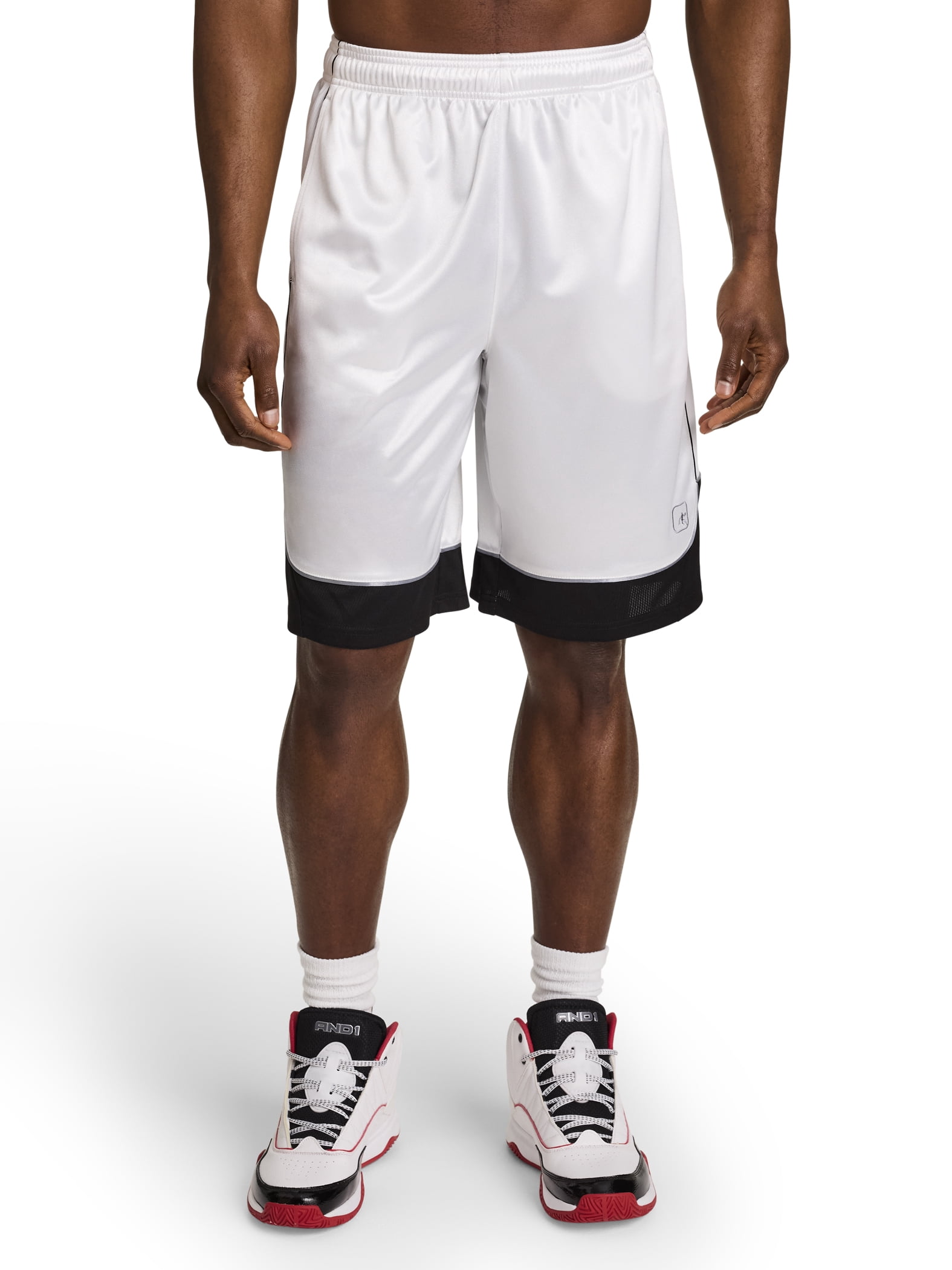 AND1 Men's and Big Men's All Court Colorblock Short, 11" inseam, up to Size 5XL