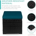 thumbnail image 4 of JJUN Set of 2 Wicker Ottomans, Multipurpose Outdoor Furniture for Patio, Backyard, Additional Seating, Footrest, Side Table w/Storage, Removable Cushions - Peacock Blue/Black, 4 of 15