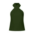 thumbnail image 4 of MIXUE Womens Tops Summer Solid Color Halter Sleeveless Fashion Casual Casual Basic Tee Shirts Activewear,Green,XS, 4 of 7