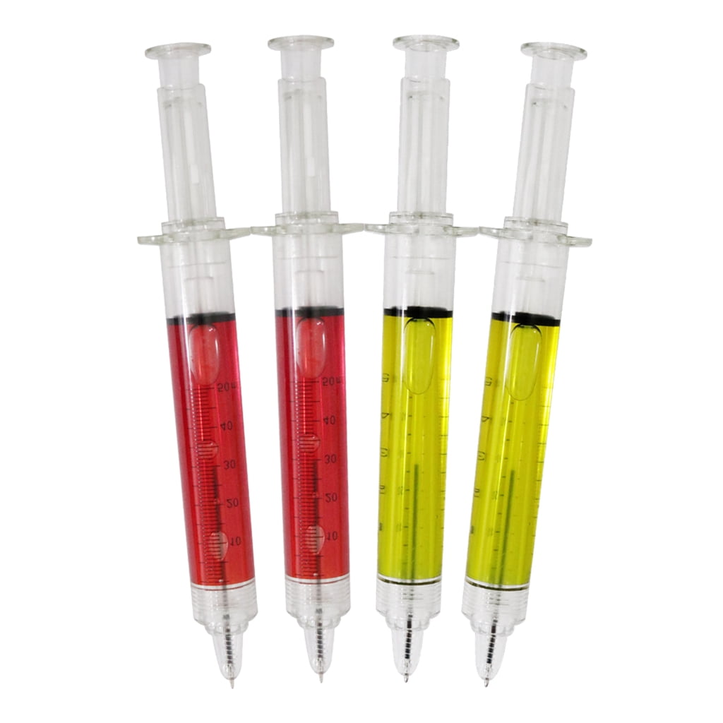 5 Pcs Funny Syringe-Pens Black Ink Ballpoint Pen Retractable Nurse Pen for Party