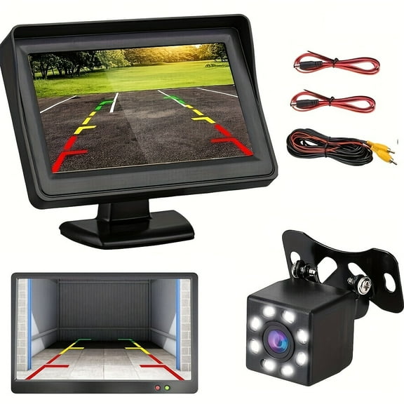 4.3-inch HD Display Universal Car Monitor Camera -High-Definition Reversing Rearview Camera Kit with Wide Angle Lens for Safe Parking and Reverse Driving - Perfect for Car, Pickup, SUV, Truck and Van