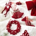 thumbnail image 5 of Guirnalda navideña de flocado rojo, cascabel, adorno para árbol de Navidad, Feliz Navidad, alegría, 2025, decoración para fiesta de Navidad en el hogar, 5 of 5