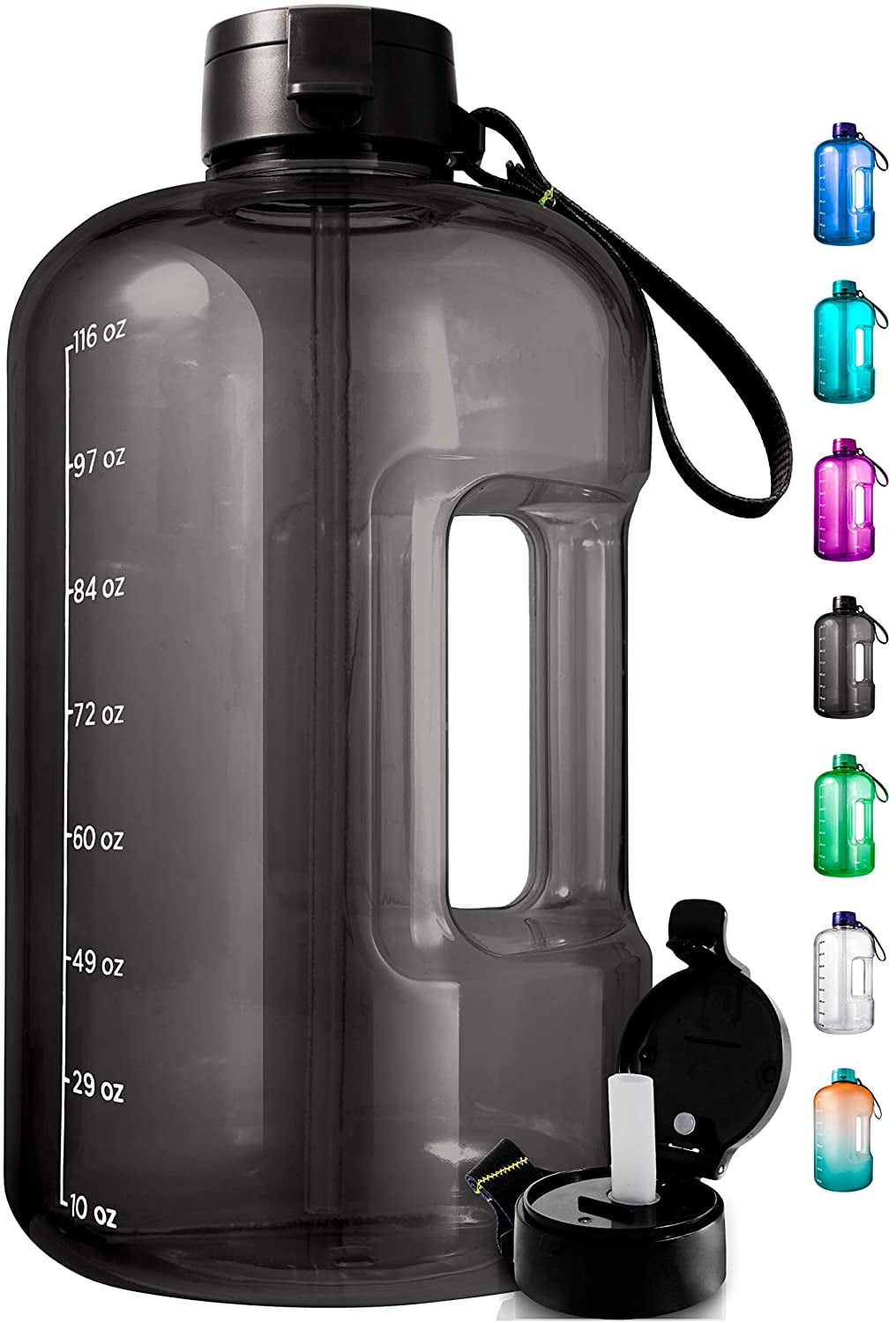 BPA Free Water Bottles with Times to Drink HydMotor 64oz/Half Gallon Water Bottle with Straw Ensure You Drink Enough Water for Daily Life. 