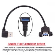 Chenyang Down Angled USB 3.0 Male to Female Type-A Panel Type Header Cable 90 Degree Connector 30cm