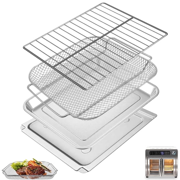 GXCSY 4 Pieces Set Air Fryer Toaster Oven Replacement Parts for EmerilLagasse 26QT Oven, Includes Pan, Basket, Rack and Drip Tray