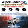 thumbnail image 2 of 2001 Infiniti QX4 Beam Wiper Blades Wipers w/2yr Warranty (Set of 2) (WiperBladesUSA), 2 of 5