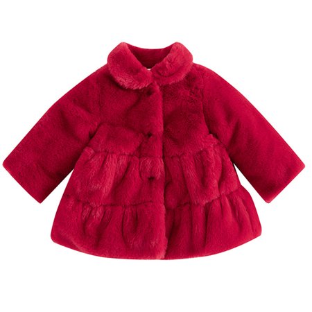 

ZMHEGW Toddler Jackets Girls Children Winter Long Sleeve Red Sweet Baby Plush Padded Girls Autum Thick Warm Kids Coats