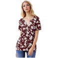 thumbnail image 5 of Tnhcen Women's Summer Floral Print V-Neck Button-Up Shirts - Short Sleeve Casual Daily Tops | Plus Size Friendly S-3XL | Versatile Floral Tops for Women, 5 of 9