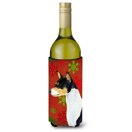 

Caroline s Treasures SS4721LITERK Basenji Red and Green Snowflakes Holiday Christmas Wine Bottle Hugger Wine Bottle