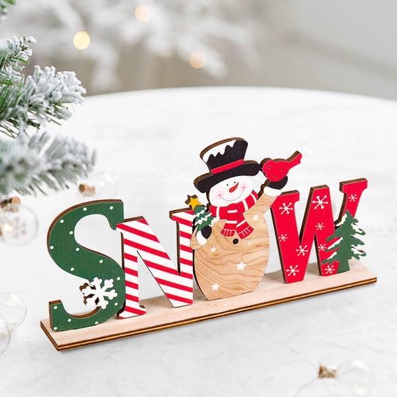 Holloyiver Christmas Table Decorations for Dinner Party Xmas Desktop, Wooden Display Santa Snowman Noel for Home Restaurant Cafe Table Decoration Merry Christmas Holidays Centerpiece
