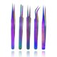 thumbnail image 1 of Juego de pinzas de acero inoxidable Rainbow, juego de pinzas de precisión antiestáticas para extensiones de pestañas, vello facial, cejas, manicura, paquete de 5 Ormromra HMHZ225, 1 of 6