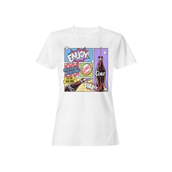 Officially Licensed Coca Cola Retro Pop Art Coke Design Women's T-shirt