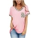 thumbnail image 2 of Fiudx Ofertas Flash Del Día Blusa Superior de Camiseta con Estampado de Bolsillo de Leopardo de Manga Corta con Cuello En V Informal para Mujer a La Moda, 2 of 7