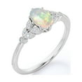 thumbnail image 4 of JeenMata 1.10 Carat Oval Cut White Opal And Moissanite - Milgrain Edge - 8 Prong Cathedral - Cluster Engagement Ring - 18K White Gold Plating Over Silver, 4 of 7