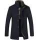 thumbnail image 2 of Chaqueta de lana de longitud media de invierno transfronteriza para hombre, con cuello alto y forro polar, estilo informal para negocios, tela engrosada, 2 of 5