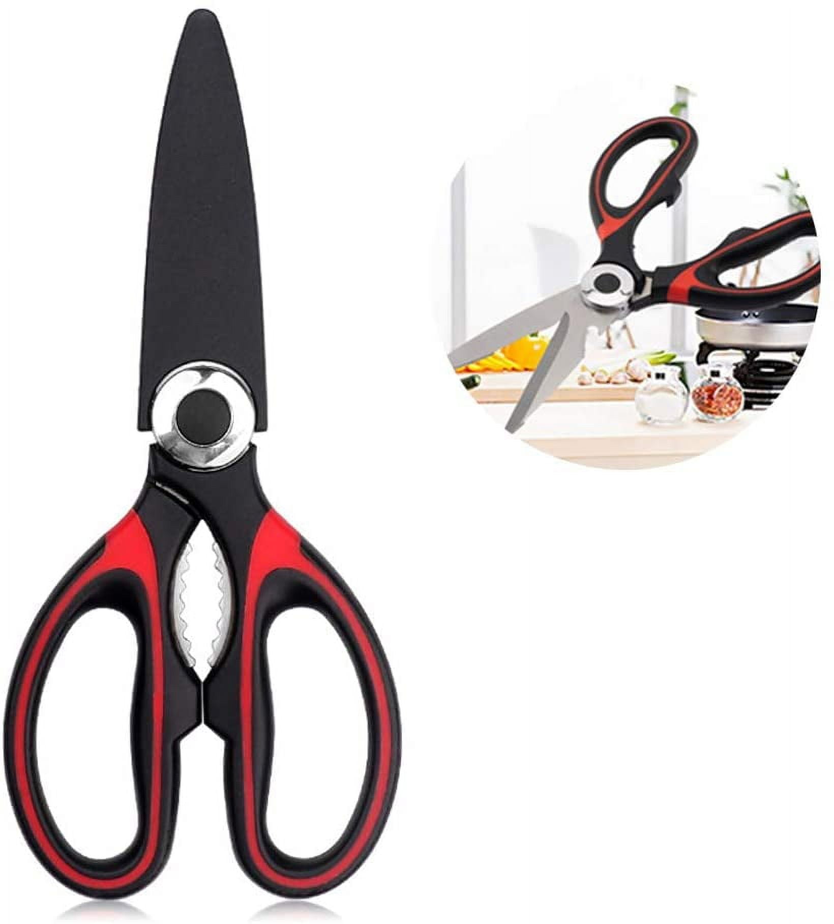 GAIFONGRE Heavy duty kitchen scissors 2-pack,High Stainless Steel sharp  blade,Dishwasher safe meat scissors Cooking shear for Chicken Fish Meat  Color