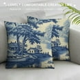 thumbnail image 3 of COMIO  Chinoiserie Blue and White Porcelain Chinese Style Buildings Pattern Pillow Covers  Farmhouse Canvas Cushion Covers Outdoor for Couch Chair Home Decor for Family Friends, 3 of 5