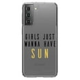 thumbnail image 1 of DistinctInk Clear Shockproof Hybrid Case for Galaxy S21+ PLUS 5G (6.7" Screen) - TPU Bumper Acrylic Back Tempered Glass Screen Protector - Girls Just Wanna Have Sun, 1 of 2