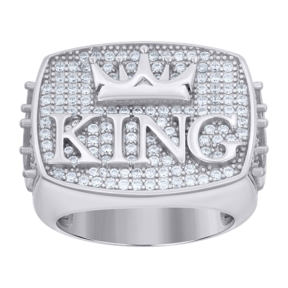 925 Sterling Silver Mens Cubic-Zirconia KING Fashion Ring Size 9