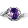 thumbnail image 5 of Sterling Silver Rhodium Amethyst Diamond Ring (Size 6) Made In India qdx407-6, 5 of 5