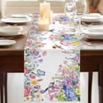 thumbnail image 3 of Table Runners 70 Inches Long Dress Scarves, Watercolor Flowers Farmhouse Coffee/Dining/Kitchen Table Decor, Holiday Table Runner, Spring Hummingbird Butterflly Floral 13x70 Inch, 3 of 9