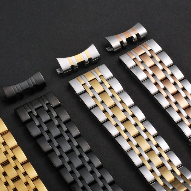 Ruiboury Stainless Steel Metal Strap For Wide Compatibility Smartwatches Easy To Install Watch Strap gold 24mm