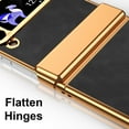 thumbnail image 3 of Compatible with Samsung Galaxy Z Flip 3 5G Luxury Case with Hinge Protection, Classical Plating PC with PU Leather Protective Anti-fingerprint Cover Phone Case for Samsung Z Flip 3, Black, 3 of 7