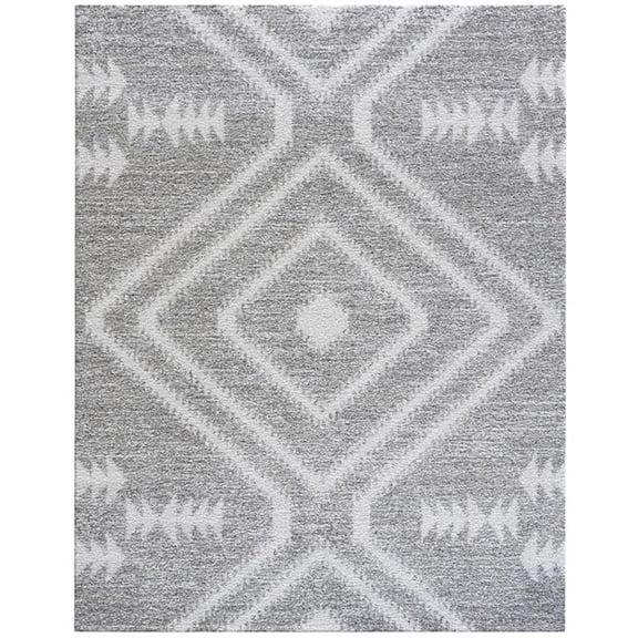 Granada Galen Gray and Ivory Olefin Shag Area Rug