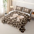 thumbnail image 3 of Erosebridal Chic Leopard Print Twin Quilt Set,Light Brown Bowknot Print Twin Coverlet Set For Bow Lovers,2-Piece, 3 of 7