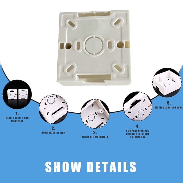 Single Gang Wall Socket Box box power Home Office Wall Surface Mount Power Outlet PVC Retardant Box 86 Type