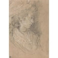 thumbnail image 2 of Thomas Gainsborough 18x24 Gold Ornate Framed and Double Matted Museum Art Print Titled - Study of a Woman in a Mob Cap, 2 of 4