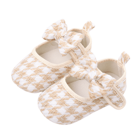 Loliuicca Baby Girl Mary Jane Flats with Bow Soft Plaid Princess Shoes for Party