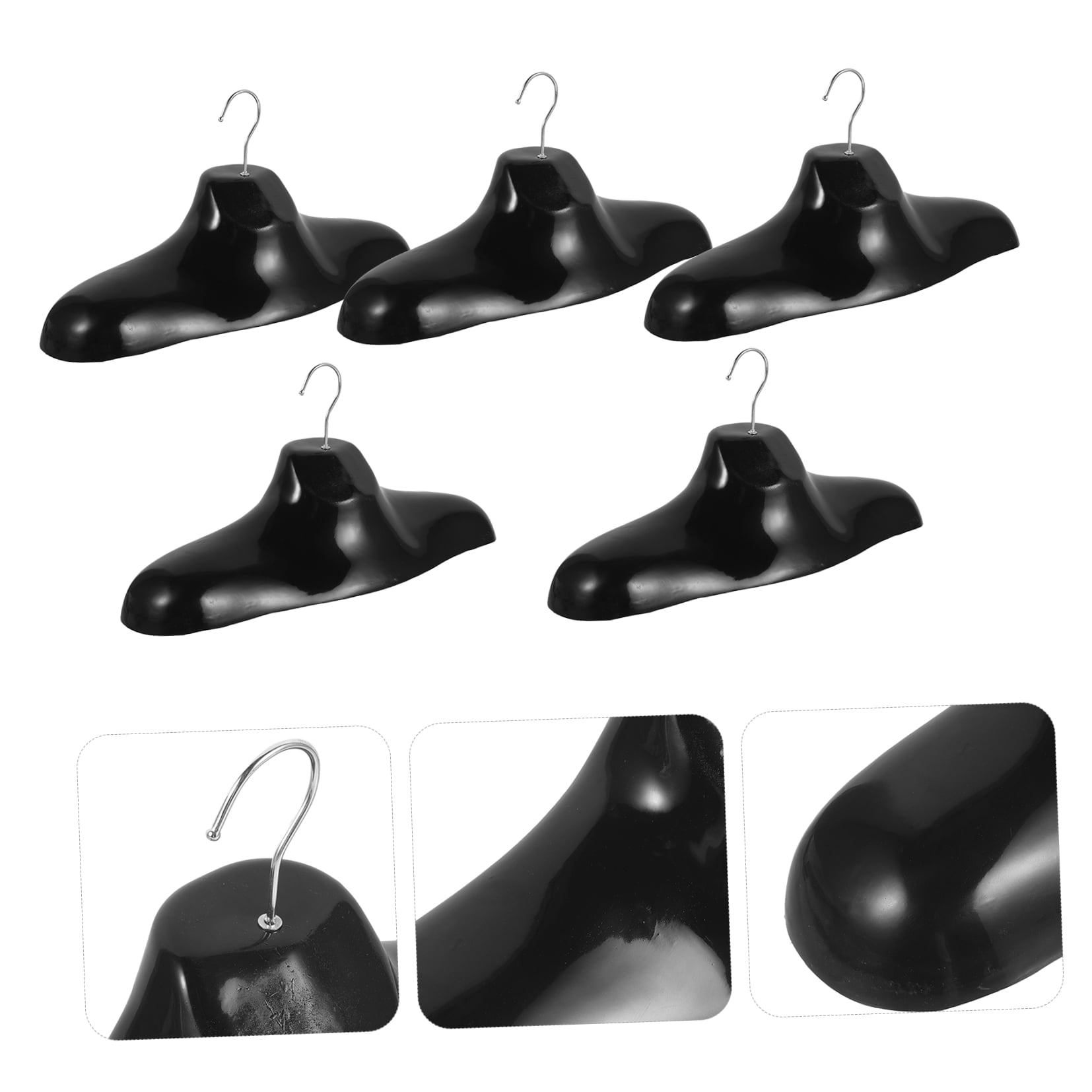 Soimiss 5Pcs Black Mannequin Rack for Displaying Shawls Scarves and Robes Plastic Shoulder Shape Hanger