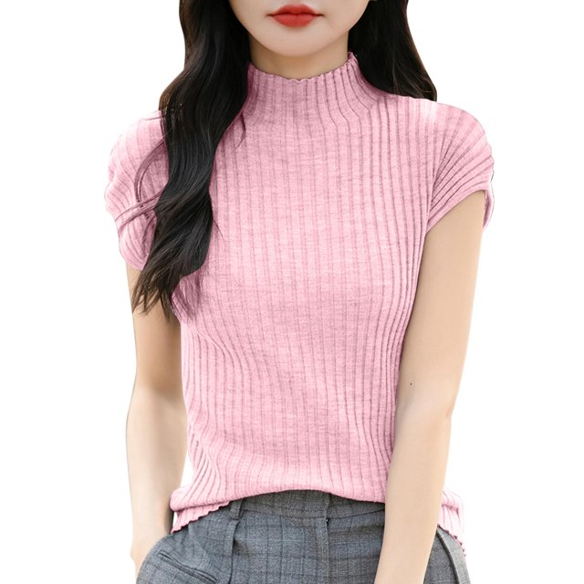 Swstbby Liquidation d'Économies d'Été! Hauts d'Été pour Femmes, T-shirt Rayé pour Femme Ample et Polyvalent Rose m