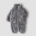 thumbnail image 2 of Wdgfv Kids Boys Girls Clothing Set Fall Winter 2 Piece Outfits Thick Warm Long Sleeve Pullover Tops Pants Sets Dark Gray 12-18 Months, 2 of 3