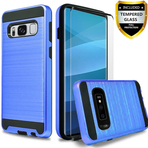 Galaxy S8 Case, 2-Piece Style Hybrid Shockproof Hard Case Cover Hybird Shockproof And Circlemalls Stylus Pen (Blue)
